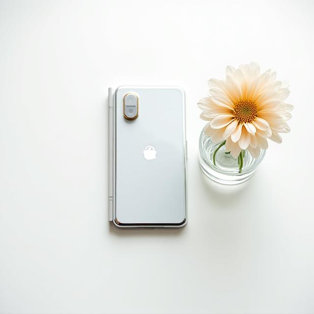 A clean desk with flowers and digital protection symbols
